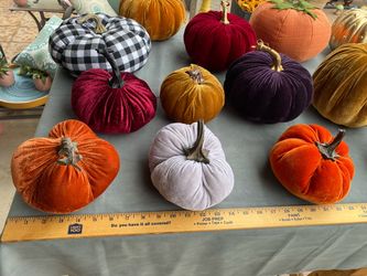 Pumpkins Halloween Harvest Table Decor Fall Decorations Velveteen Soft Plush Hard Plastic  Studded