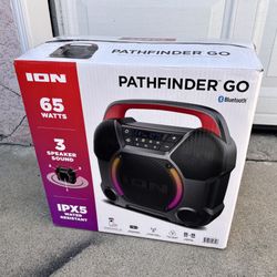 Ion (Pathfinder Go) Bluetooth Portable Speaker - 65W, Long Lasting Battery, Led Lights, Integrated Handle