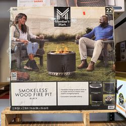 Members Mark Smokless Wood Fire Pit in Black Brand New In Box