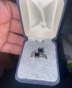 Diamond Sterling Silver And Black Hematite Ring