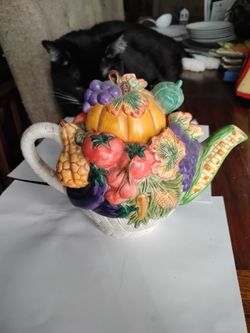 Vintage vegetable teapot retro kitchen decor