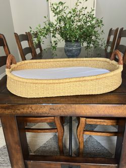 Natural Woven Baby Changing Basket with Handles