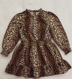 Janie and Jack-Leopard Print Long Sleeve Dress -size 5