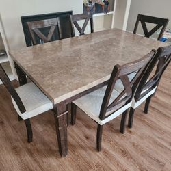 Dining Set- 6 Chairs With Marble Table