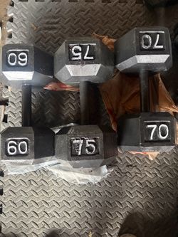 Heavy dumbbells 60 65 70 75