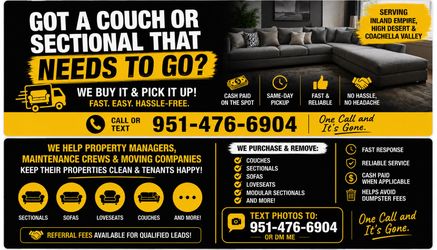 Couch sectional sofa removal NO CHARGE TO YOU