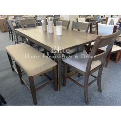 6 Pc Brown Counter Height Dining Set 