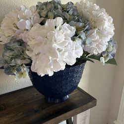 Artificial Flowers With Blue Vase 