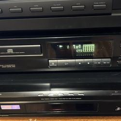 AmFM Sherwood receiver and Sony CD player with five disc CD changer