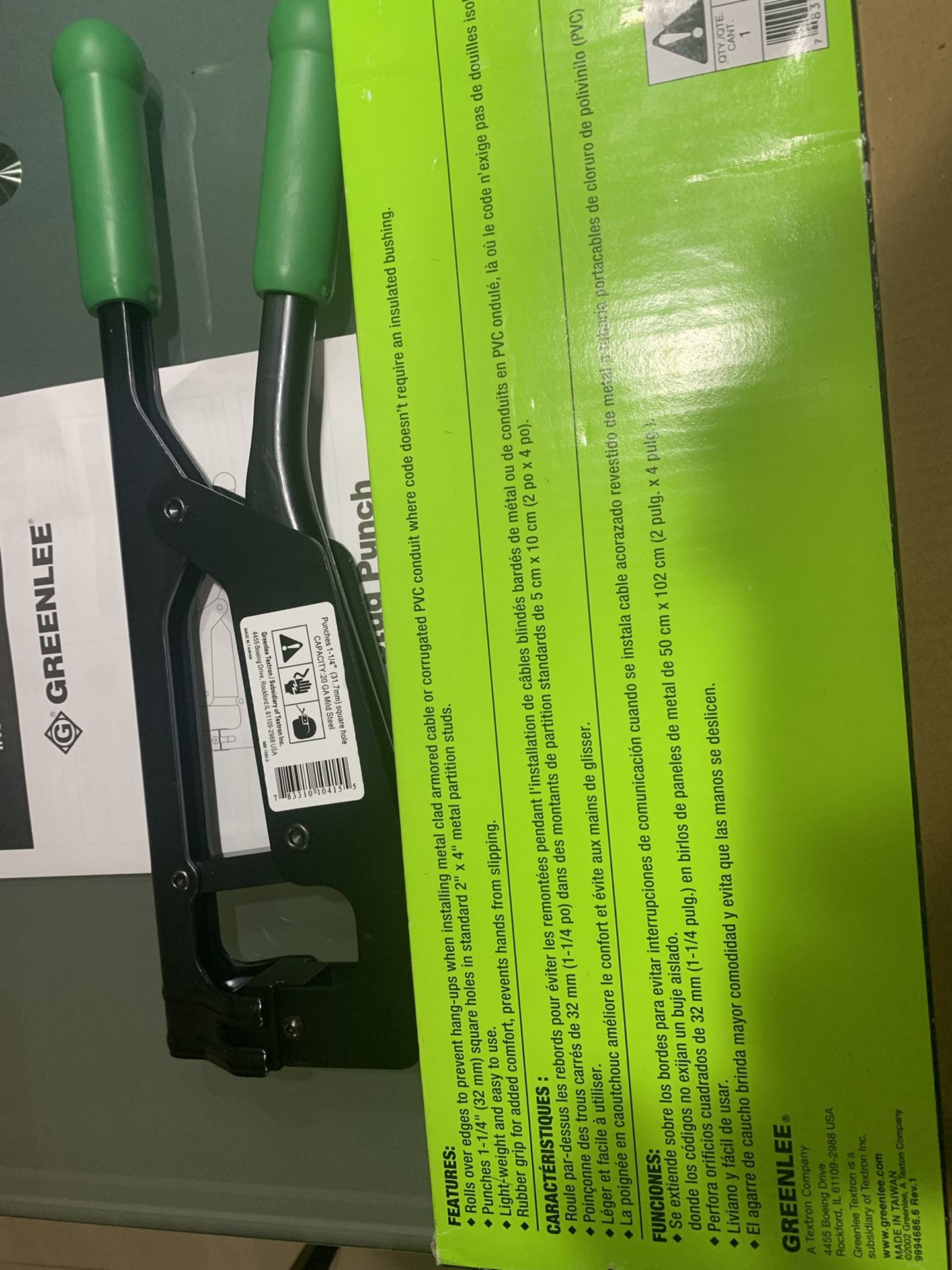 Electric tool. Herramientas para electricista. Metal punch corte cuadrado para pararticio para tubería conrugada. Nueva USA 🇺🇸. Greenlee