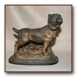 Rare Victorian Terracotta Bullmastiff Tobacco Humidor