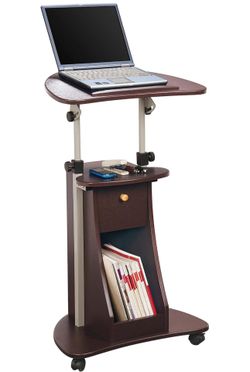 Techni Mobili Sit-to-Stand Rolling Adjustable Storage Medical Laptop Computer Cart, Chocolate, B005