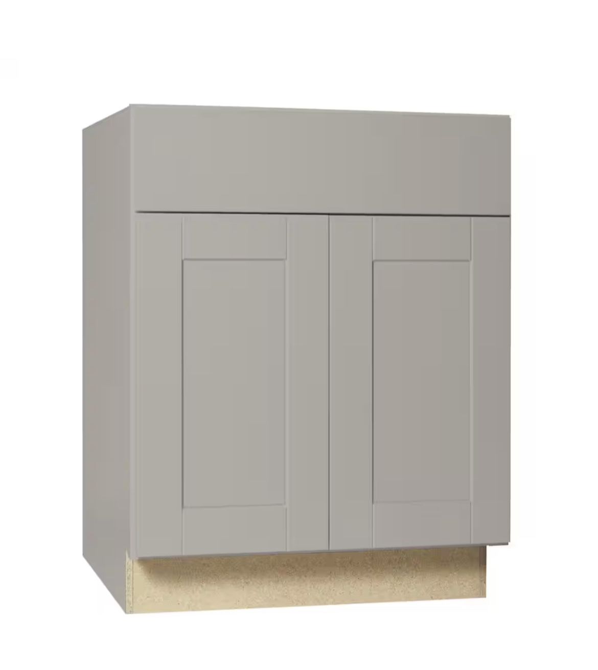 Hampton Bay Shaker 27 in. W x 24 in. D x 34.5 in. H Assembled Base Kitchen Cabinet in Dove Gray with Ball-Bearing Drawer Glides