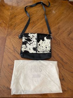 C. Felis Leather Shoulder or Crossbody Bag - Black and White - Excellent to Like New - From Argentina