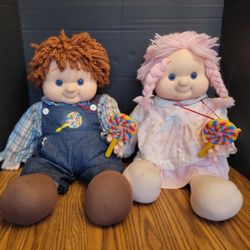 Vintage 1984 House Of Lloyd 24" Polyester Plush Lollipop Dolls With Lollipops