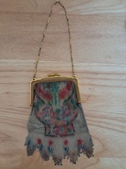 Vintage 1920s Whiting Davis painted mesh purse