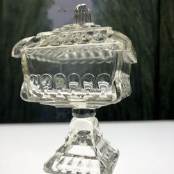 Wedding Cake Dish / Crystal Candy Dish with Lid H6.5” xW4”