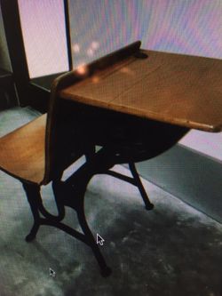 Antique school desk with rare Brass inkwell