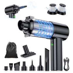 Car Vacuum Portable Cordless, 35000Pa High Power Brushless Motor Handheld Vacuum, 6-in-1 Rechargeable Mini Cleaner with Air Duster for Car, Home, Pet 