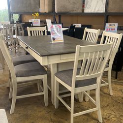 7 Piece Dining Set W Storage Drawers & Wine Rack!
