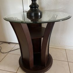 Glass Top End Table And Lamp