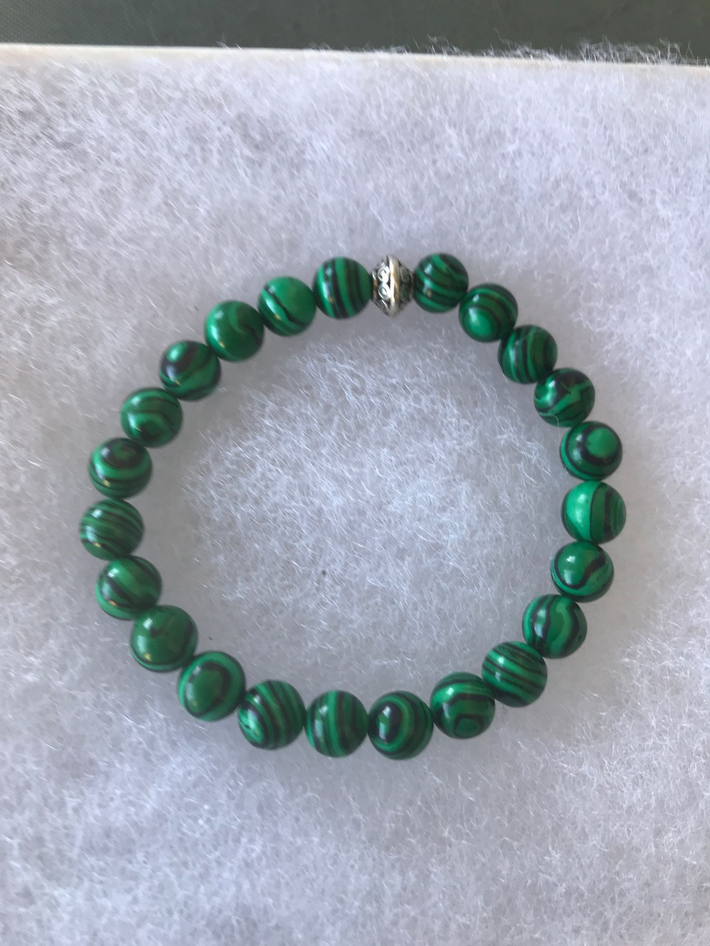 Malachite semiprecious gemstone stretch bracelets