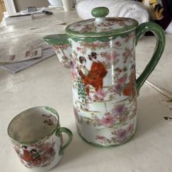 Antique Chinese Tea Pot With Cup