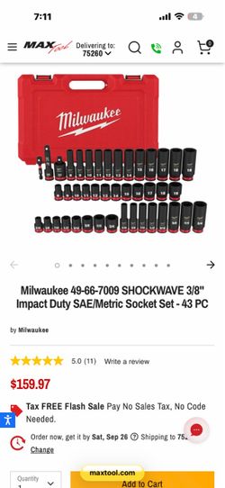 Milwaukee SHOCKWAVE 3/8" Impact Socket Set 43 PC