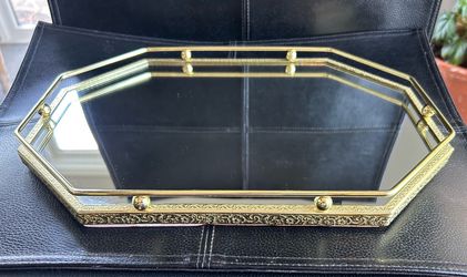 Vintage octagon vanity dresser mirror tray