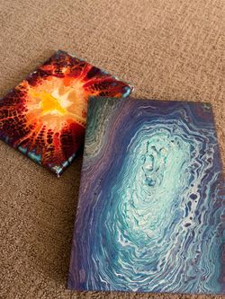 🎨Original Acrylic Pour Paintings Set of 2