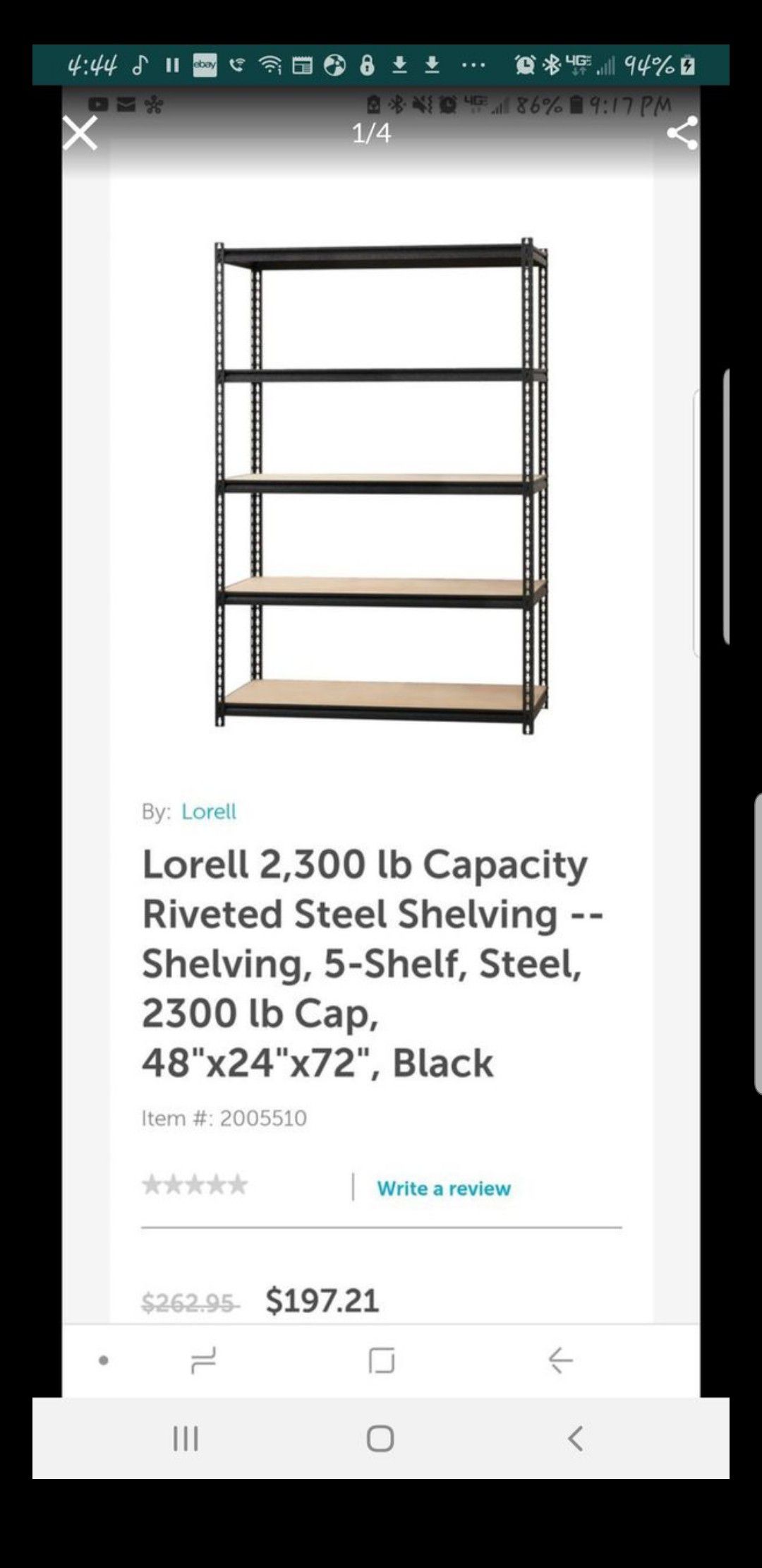 5 level shelf steel for $150 brand new, never opened, only 2 left