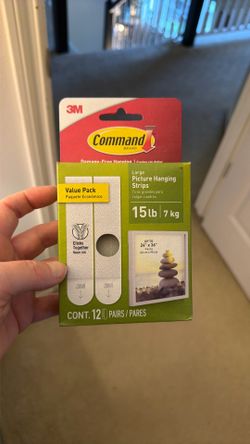 NEW Command Large Picture Hanging Strips Value Pack (12 Pairs) – 15 lb