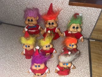 Lot of 8 Christmas Troll Dolls
