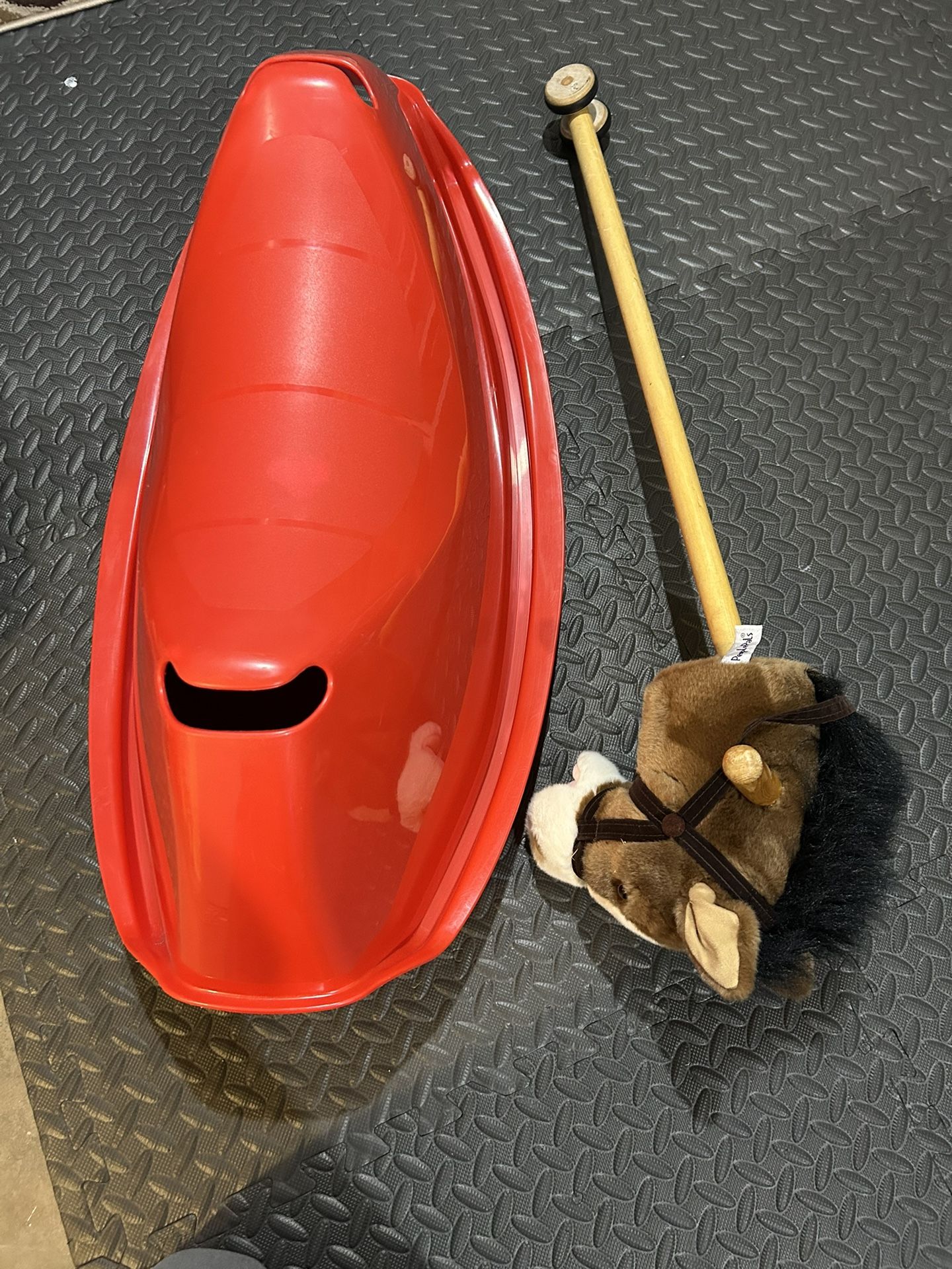 Giddy Up Stick Horse and Ikea Rusig Rocker Swing Chair
