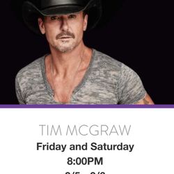 Tim McGraw Concert  Tickets Friday 9/5