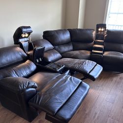 Brown Leather Sectional Sofa
