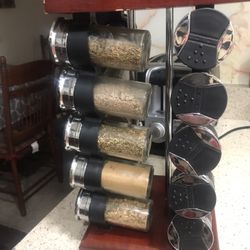 Spice Rack With Bottles - Used