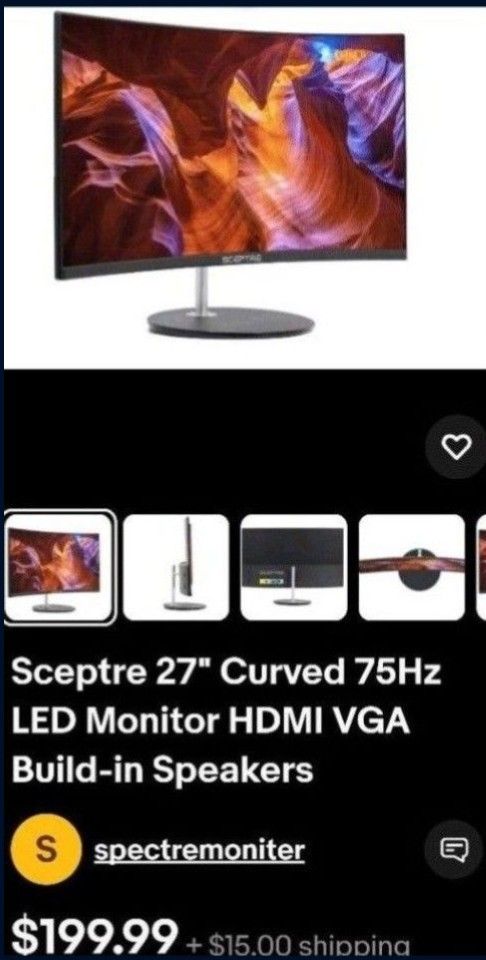 27 Inch Flat Screen Curved Monitor With Built-in Speakers