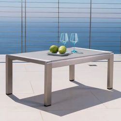 39" Outdoor Patio Aluminum / Tempered Glass Coffee Table [NEW] **Assembly Req'd