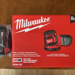 Milwaukee M18 Cordless 18V 5” Random Orbit Sander With M18 CP 2.0 Battery.  Brand NEW.