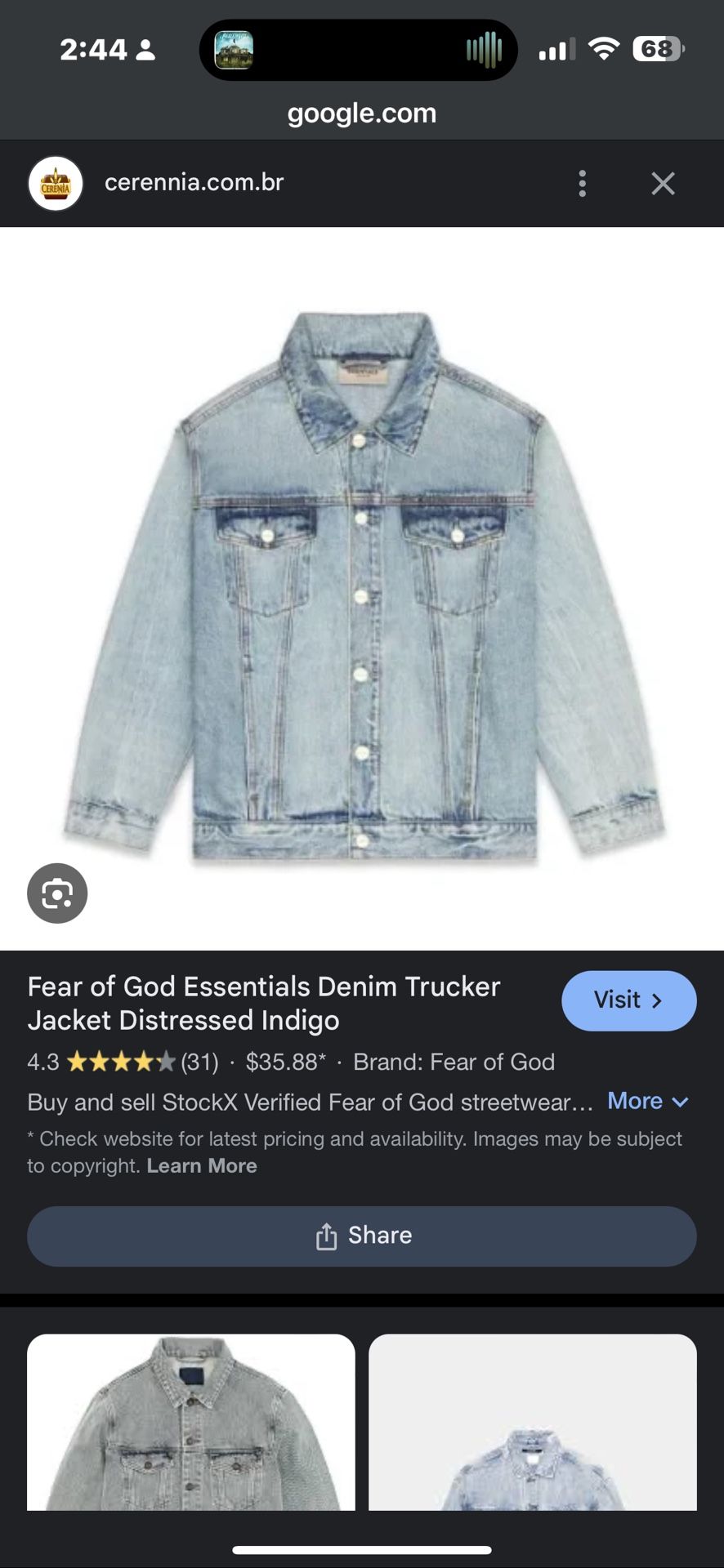 Fear Of God Essentials Denim Jacket Small,All Products : American Fashion Style Bags On Sale