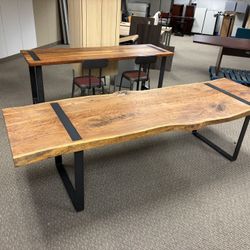 Live-Edge Industrial Table Set w/ 2 Chairs – Beautiful & Unique! 