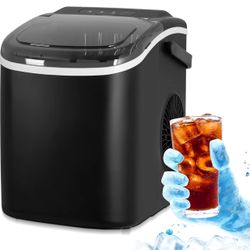 Electactic Ice Maker Countertop, Efficient Easy Carry Ice Machine, Self-Cleaning Ice Maker with Ice Scoop & Basket, 9pcs/ 8mins 26.6Lbs Per Day for Ho