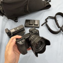 Sony Alpha a6500 Mirrorless Camera w/ Lens, Extra Batteries, Charger & Bag
