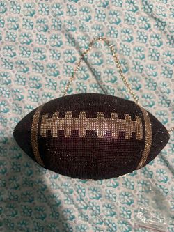 Football-Shaped Crystal Rhinestone Clutch Purse