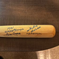 Bill Rogell & Mickey Lolich Baseball Bat