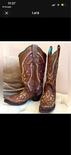 Coral glitter inlay boots