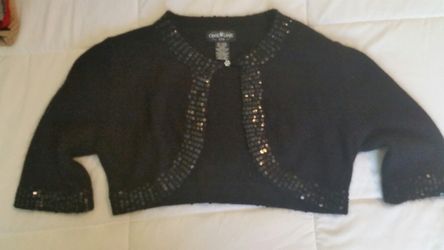 Beautiful Cocktail Angora And Sequence Over Blouse Or Dress Short Jacket