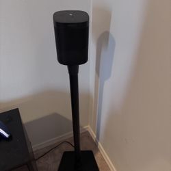 SANUS Wireless Sonos Speaker Stand for Sonos One, Play:1, & Play:3 - Audio-Enhancing Design with Built-in Cable Management - Pair (Black) - WSS22-B1