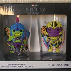 Funko Marvel - 2pk Blacklight Neon Pint Glass Set Thanos and Hulk NEW